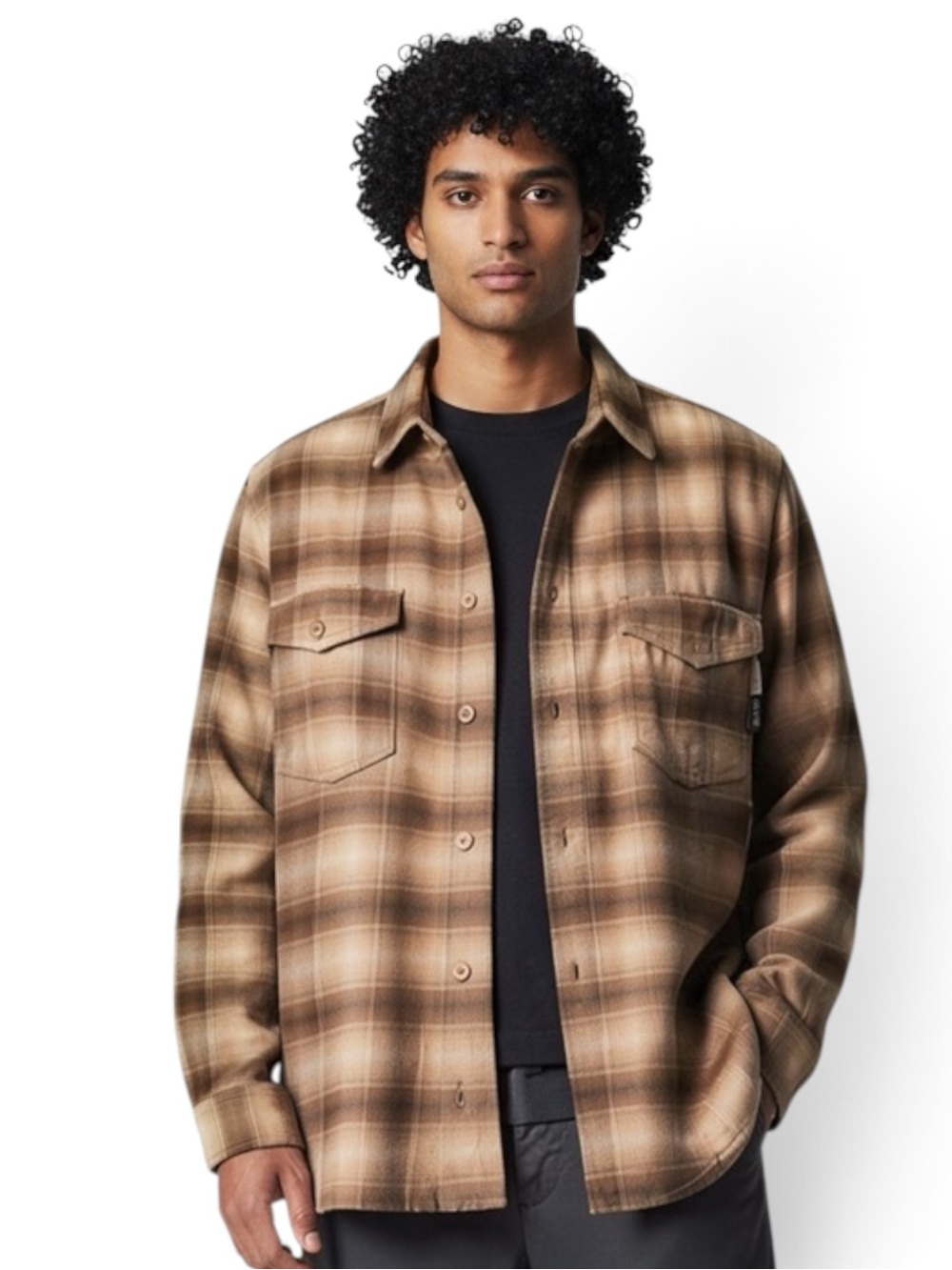 Wolverine FR - Men's Tan Plaid Button Down Shirt